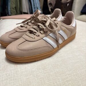 Adidas Tan Sneakers with White Accents